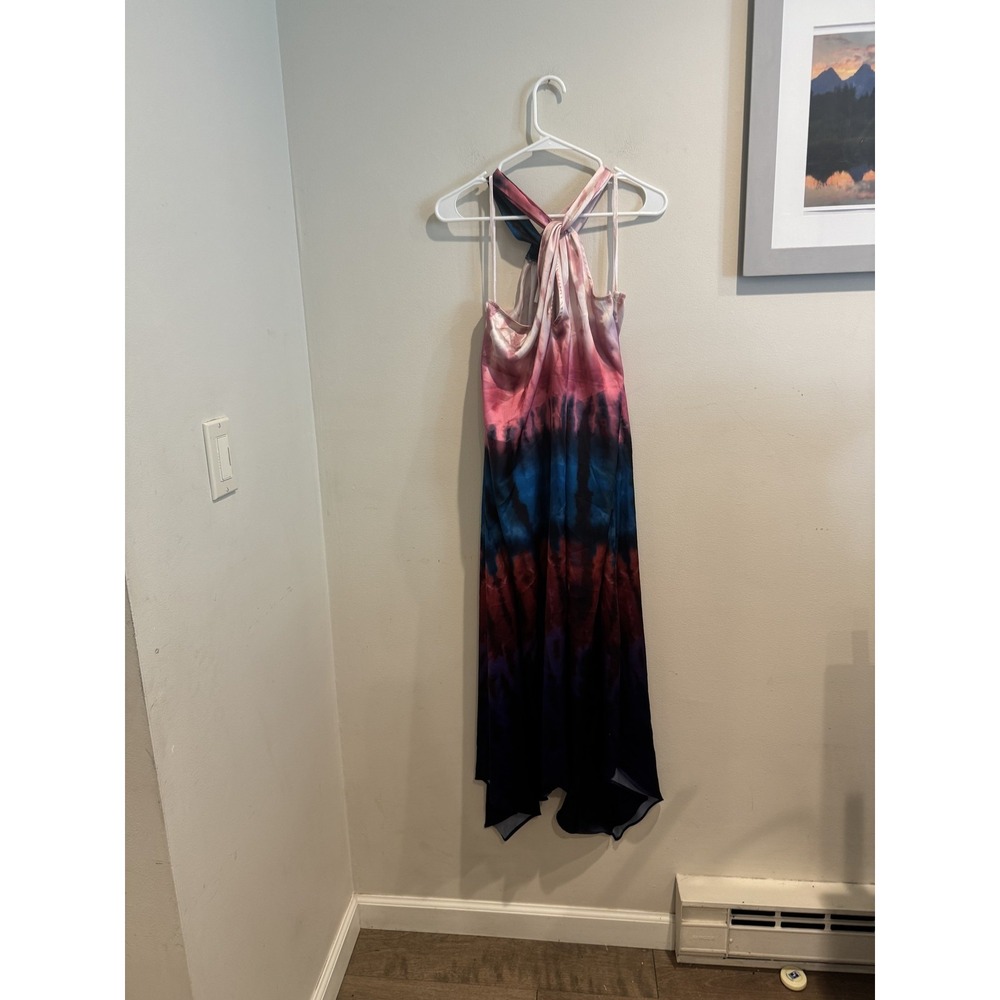 Anthropologie Dress Womens Small Maxi Handkerchief Hem Boho Chic Tie Dye Flowy